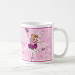 バレリーナの王女のピンク及びブロンドの女の子の名前のマグ コーヒーマグカップ