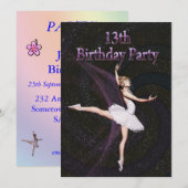 バレリーナの第13誕生日のパーティの招待状 招待状 (正面/裏面)