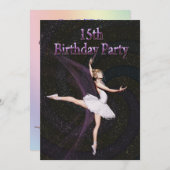 バレリーナの第15誕生日のパーティの招待状 招待状 (正面/裏面)