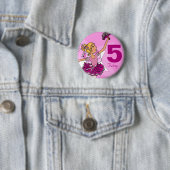 バレリーナの紫色のピンクのブロンドの女の子の誕生日ボタン 缶バッジ (インサイチュ)