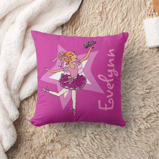 バレリーナの紫色のピンクの女の子の子供は枕を"示しました" クッション (ブランケット)