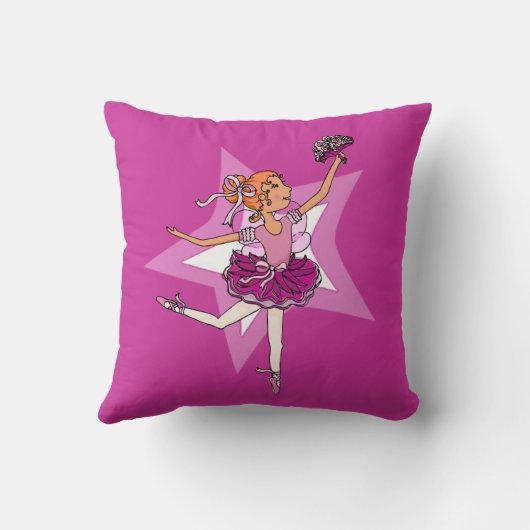 バレリーナの紫色のピンクの女の子の子供は枕を"示しました" クッション (裏面)