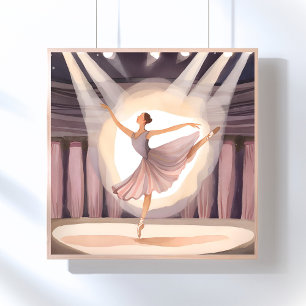 バレリーナの美しさ バレエ芸術ダンス水彩画 ポスター
