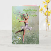 バレリーナの花の妖精の誕生日カード娘 カード (黄色い花)