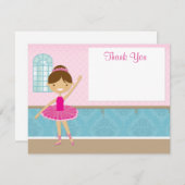 バレリーナの誕生会のサンキューカード サンキューカード (正面/裏面)