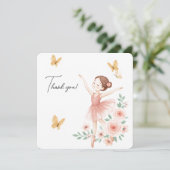バレリーナの誕生日お礼カード – ピンクのバレエ サンキューカード (スタンド正面)