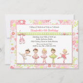 バレリーナの誕生日のパーティの招待状 招待状 (正面)