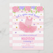 バレリーナの誕生日の招待状/チュチュの招待状 招待状 (正面/裏面)