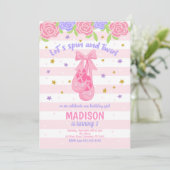 バレリーナの誕生日の招待状/バレエシューズ 招待状 (スタンド正面)