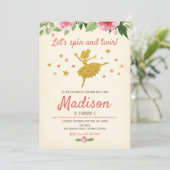 バレリーナの誕生日の招待状/ヴィンテージ/レトロ 招待状 (スタンド正面)