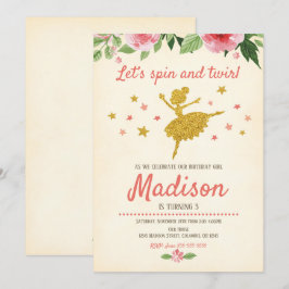 バレリーナの誕生日の招待状/ヴィンテージ/レトロ 招待状