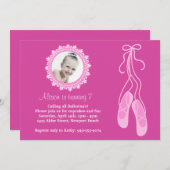 バレリーナの誕生日パーティー招待状 招待状 (正面/裏面)