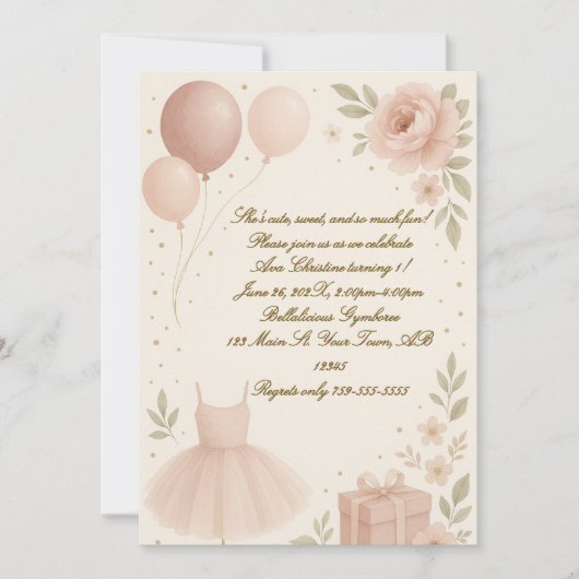 バレリーナの誕生日招待状 招待状 (正面)