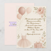 バレリーナの誕生日招待状 招待状 (正面/裏面)