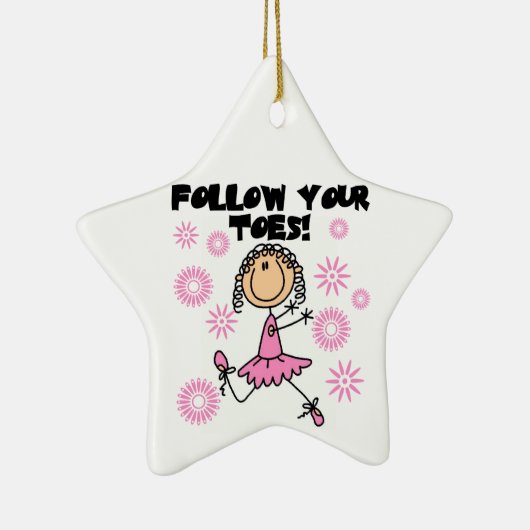 バレリーナはあなたのつま先のTシャツおよびギフトを後を追います セラミックオーナメント (右)