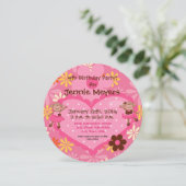 バレリーナはカスタムな円形の誕生日の招待状をまねます 招待状 (スタンド正面)