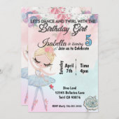 バレリーナは5人の誕生日の招待を回す 招待状 (正面/裏面)