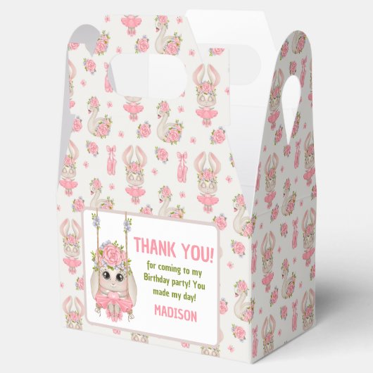 バレリーナをテーマにしたフローラピンクガール誕生日 フェイバーボックス (オープン)