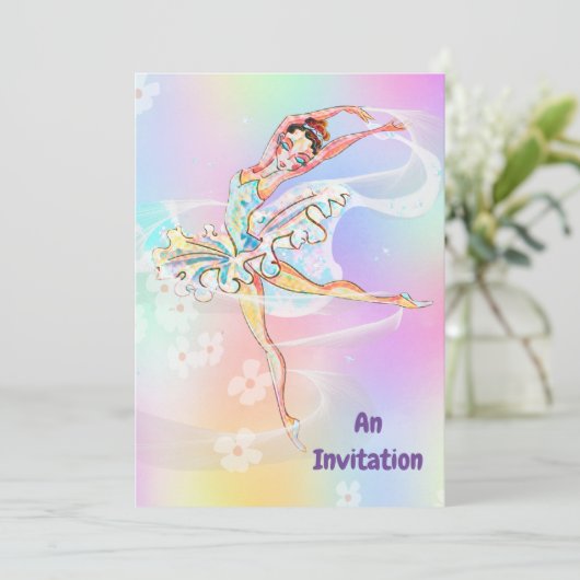 バレリーナをテーマにした誕生日パーティー12歳の女の子 招待状 (スタンド正面)