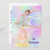 バレリーナをテーマにした誕生日パーティー12歳の女の子 招待状 (正面/裏面)