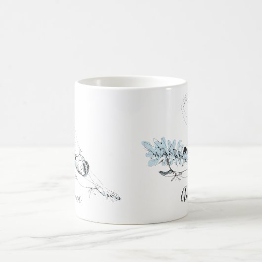 バレリーナを青でパーソナライズ コーヒーマグカップ (中央)