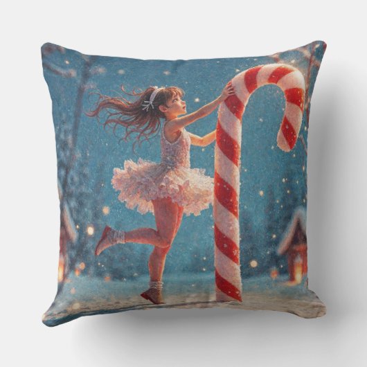 バレリーナアニメガール&キャンディーケーンクリスマス クッション (裏面)