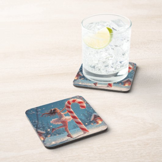 バレリーナアニメガール&キャンディーケーンクリスマス コースター (右側)