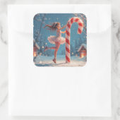 バレリーナアニメガール&キャンディーケーンクリスマス スクエアシール (バッグ)