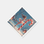 バレリーナアニメガール&キャンディーケーンクリスマス スタンダードカクテルナプキン (角)