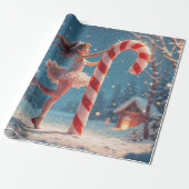 バレリーナアニメガール&キャンディーケーンクリスマス ラッピングペーパー (アンロールド)
