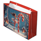 バレリーナアニメガール&キャンディーケーンクリスマス ラージペーパーバッグ (正面アングル)