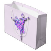 バレリーナアートパープルダンス – バレエダンサースケッチ ラージペーパーバッグ (裏面アングル)