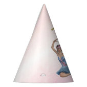 バレリーナインブルーハッピーバースデーオンピンク パーティーハット (左)