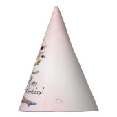 バレリーナインブルーハッピーバースデーオンピンク パーティーハット (右)