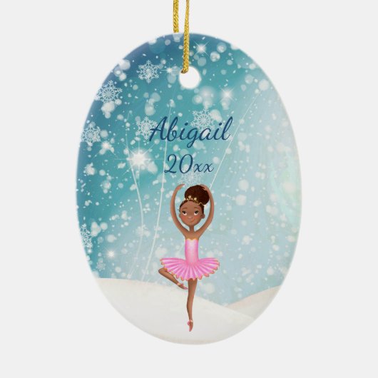 バレリーナウィンタースノーホリデーバレエクリスマス セラミックオーナメント (裏面)