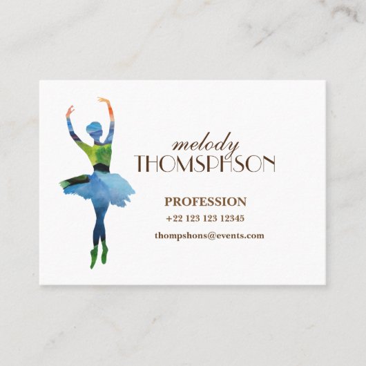 バレリーナウォーターカラーアート名刺 名刺 (正面)