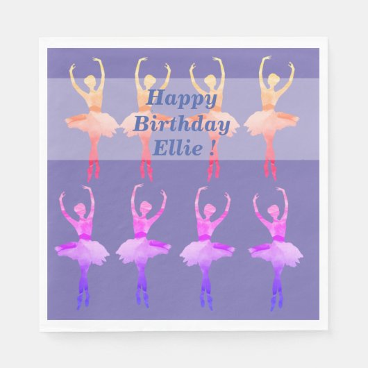 バレリーナウォーターカラーアート スタンダードランチョンナプキン (正面)