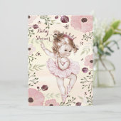 バレリーナウォーターカラーポピー赤ちゃんシャワー 招待状 (スタンド正面)