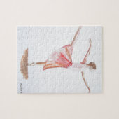 バレリーナガーリーピンクの水色ダンサーの少女バレエ ジグソーパズル (横)