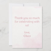 バレリーナガールインピンクドレス誕生日ベビーシャワー サンキューカード (裏面)