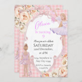 バレリーナガールバースデーパーティーの招待 招待状 (正面/裏面)