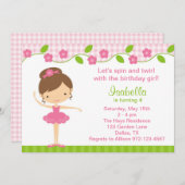 バレリーナガールバースデーパーティ招待状 招待状 (正面/裏面)