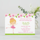 バレリーナガールバースデーパーティ招待状 招待状 (スタンド正面)