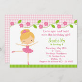 バレリーナガールバースデーパーティ招待状 招待状 (正面/裏面)
