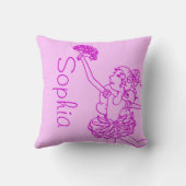 バレリーナガールピンクパープルネーム装飾用クッション クッション (裏面)
