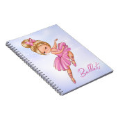 バレリーナガールピンクパープルバレエかわいらしー ノートブック (右側)