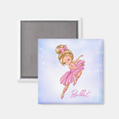 バレリーナガールピンクパープルバレエかわいらしー マグネット (正面/裏面)