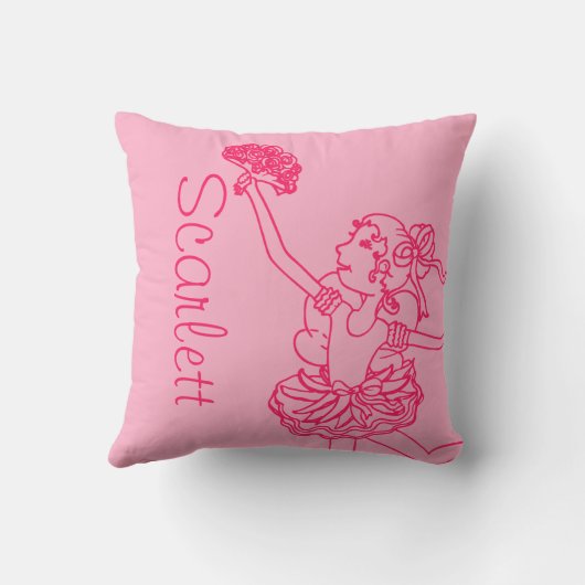 バレリーナガールレッドピンクネームドーター装飾用クッション クッション (裏面)