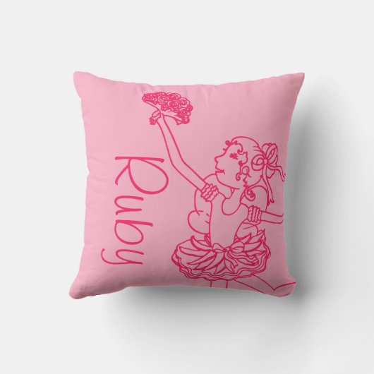 バレリーナガールレッドピンク名孫娘ピロー クッション (裏面)