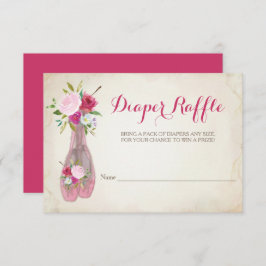 バレリーナガール赤ちゃんシャワーおむつラッフル 招待状